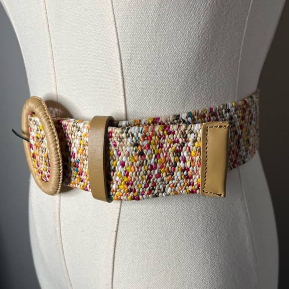 Zimmermann Colorful Woven Rafia Round Buckle Waist Belt Size S/M main image 5